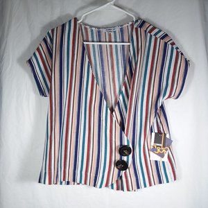 Uncommon Job Striped Over Shirt Size L